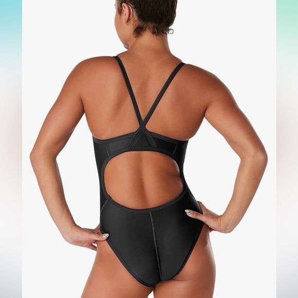 NWT Speedo Women's Swimsuit One Piece Prolt Flyback Solid Adult Team black 30 - Picture 4 of 9